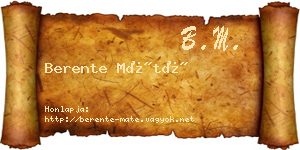 Berente Máté névjegykártya
