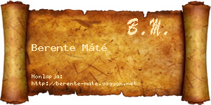 Berente Máté névjegykártya